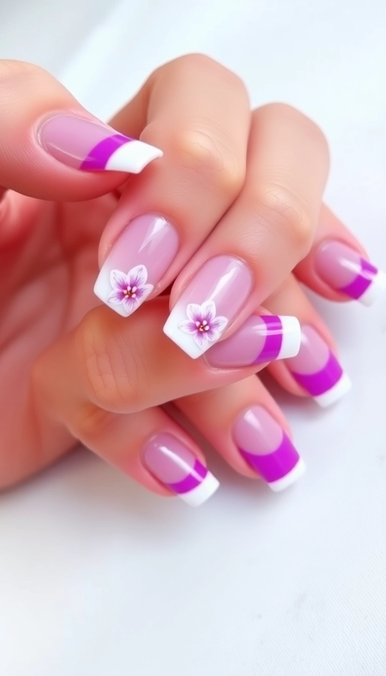 23 Stunning Orchid Nail Designs That Will Make Your Friends Jealous! - 12. Orchid French Tips