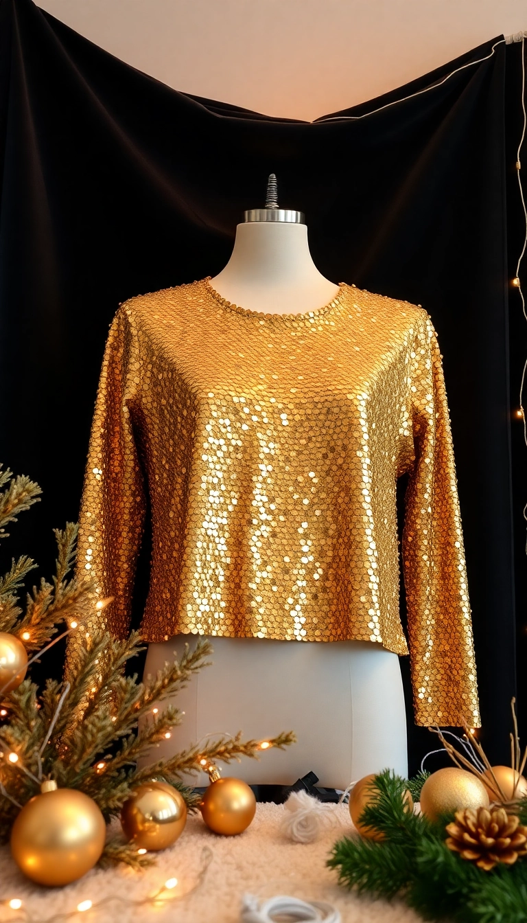 21 Trendy Holiday Tops You Need in Your Wardrobe This Christmas (Don’t Miss #7!) - 9. Sequin-Embellished Tops