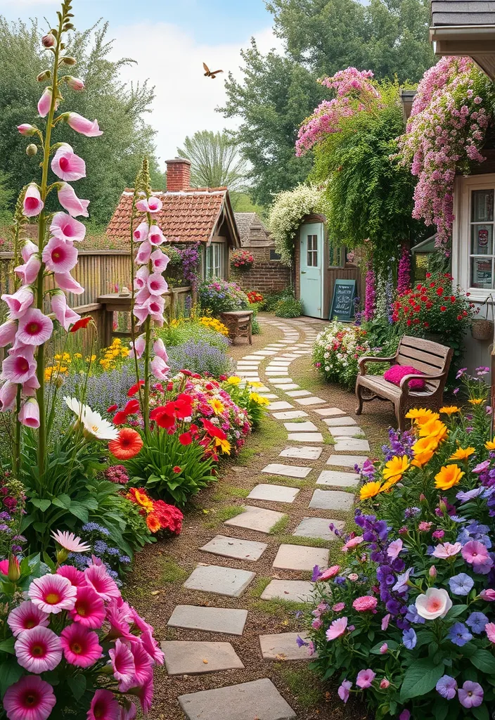 18 Colorful Flower Garden Ideas That Will Attract Pollinators (Wait Until You See #6!) - 13. Cottage Garden Charm