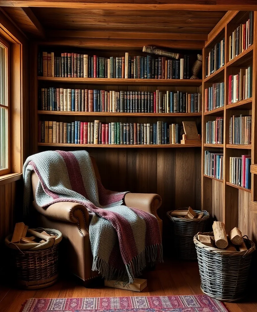 14 Cozy DIY Reading Nooks That Are Perfect for Book Lovers (You’ll Wish You Had #4!) - 9. The Rustic Cabin Feel