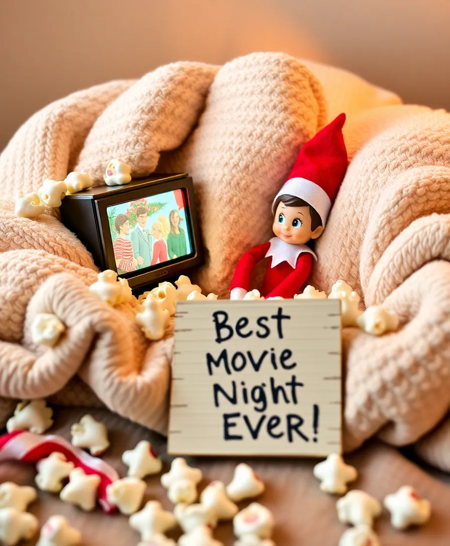 10 Outrageously Funny Elf on the Shelf Ideas for Adults This Holiday Season! - 6. Elf's Movie Night