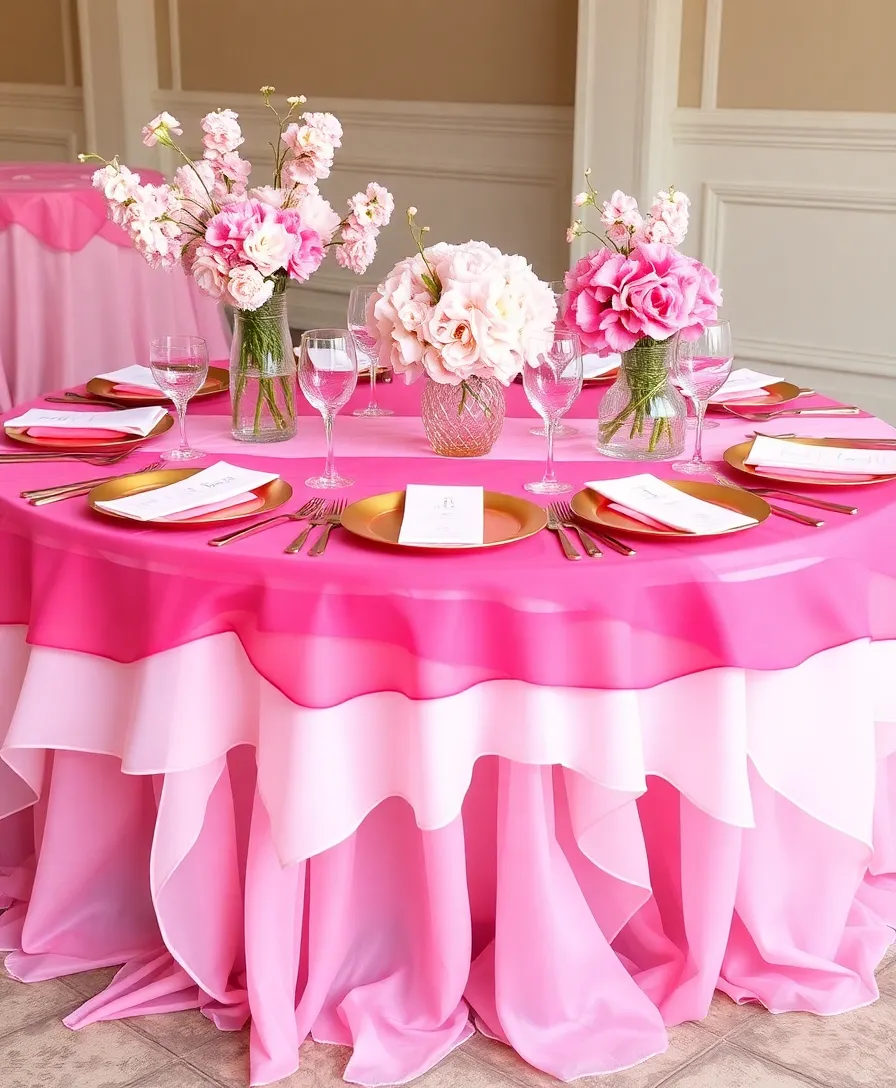 17 Unique Pink and Gold Tablescape Ideas That Will Leave Guests Speechless! - 9. Pink Ombre Table Setting