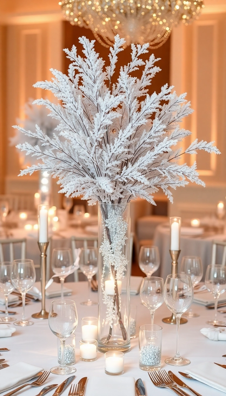 21 Creative DIY Christmas Place Setting Ideas That Will Wow Your Guests! - 12. Frozen Foliage Centerpieces