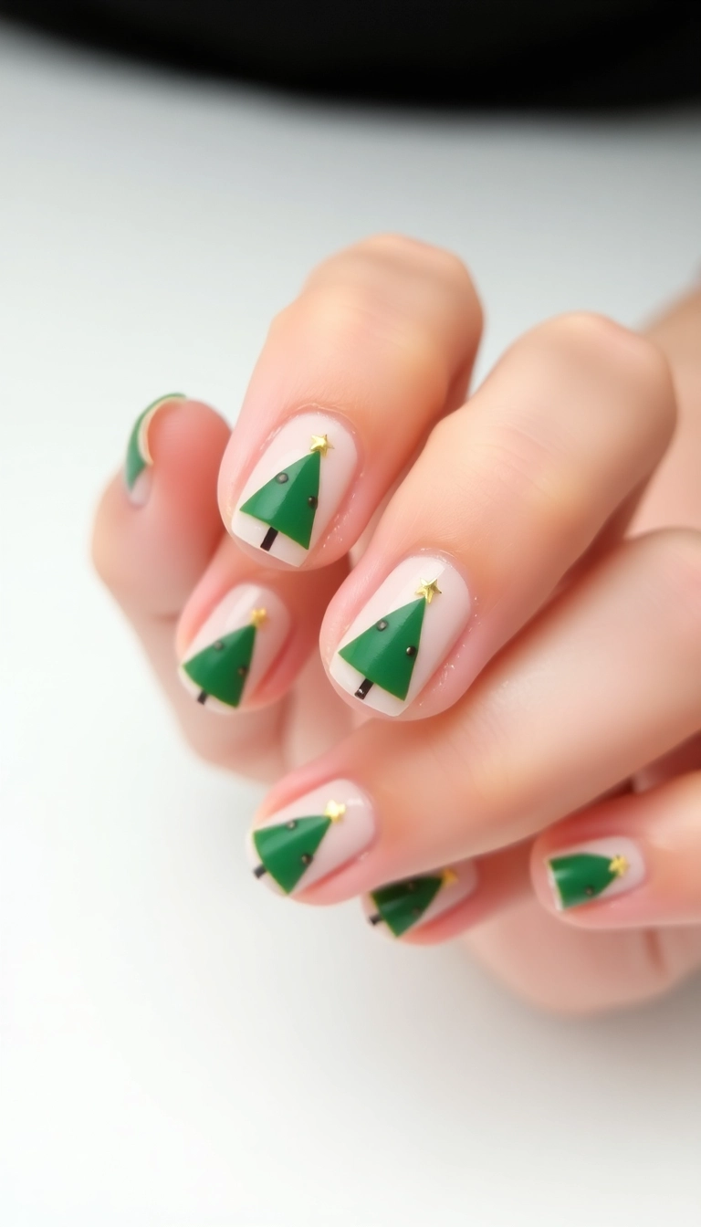 25 Stunning Christmas Nail Designs That Will Make You the Star of the Holiday Party! - 12. Minimalist Holiday Trees