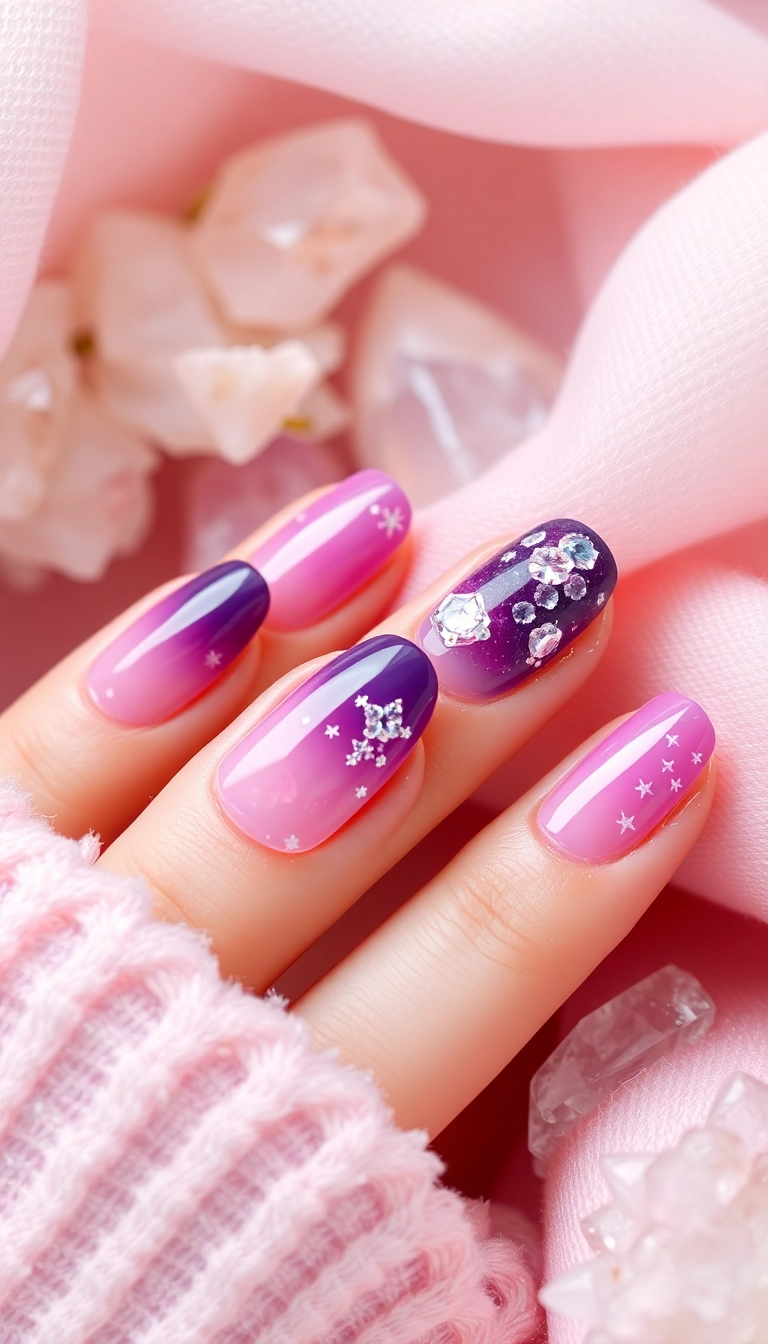 20 Stunning Boho Nail Ideas That Will Make You the Trendsetter of Your Squad! - 14. Crystal-Inspired Nail Art