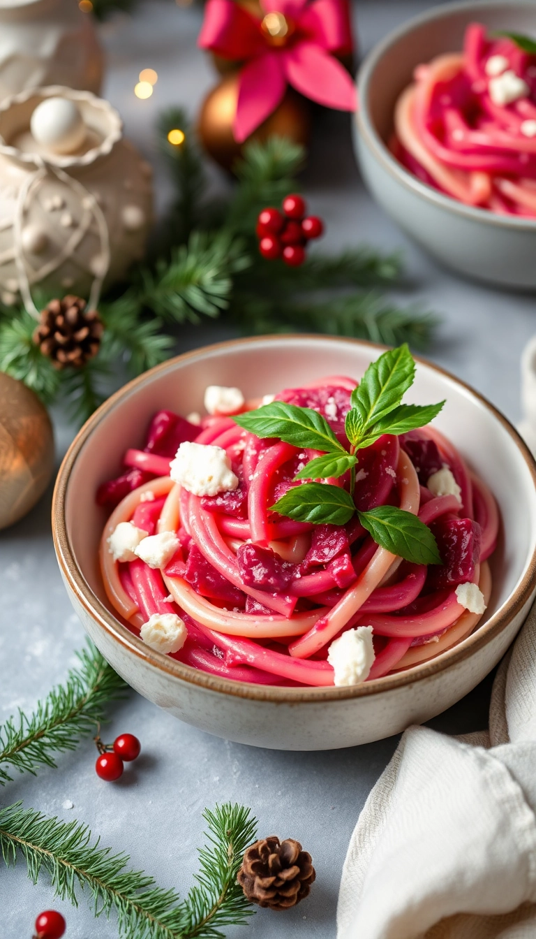 21 Christmas Pasta Recipe Ideas That'll Make Your Holiday Dinner Unforgettable! - 14. Goat Cheese and Beet Pasta