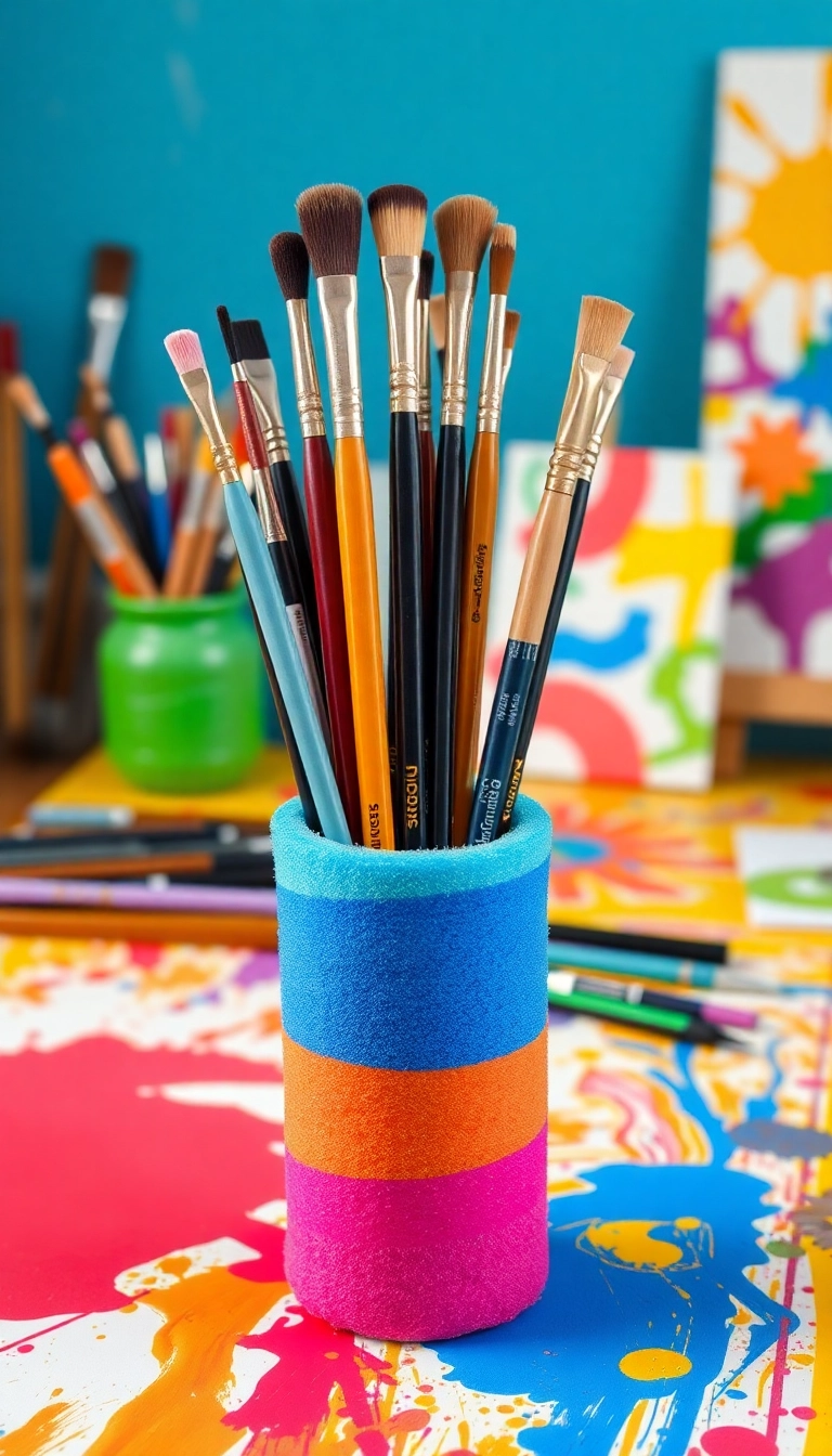 30 Genius Crafting Hacks That Will Change the Way You Create (Tip #15 Will Blow Your Mind!) - 17. Use a Pool Noodle for Paint Brushes