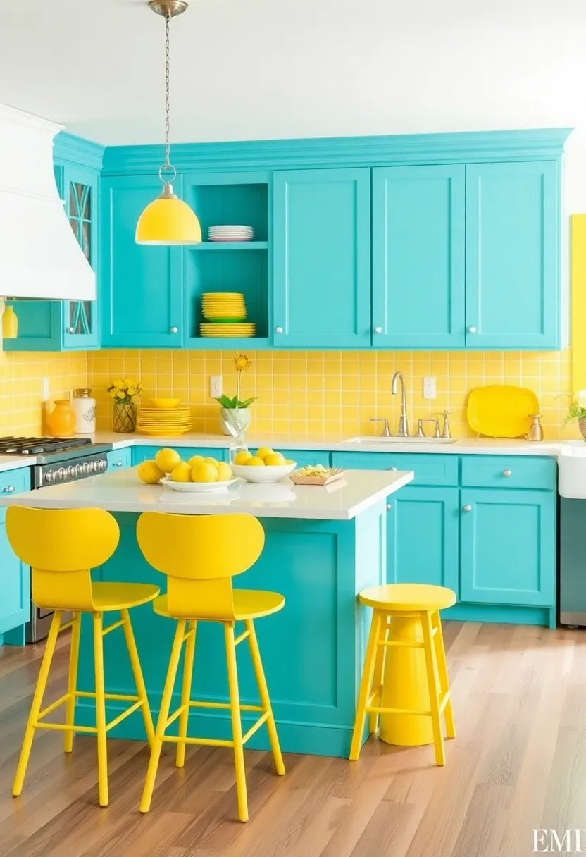 16 Bold Color Combinations That'll Make Your Neighbors Jealous (Watch Out for #3!) - 13. Turquoise and Lemon Yellow