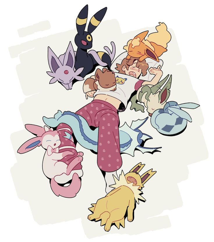 7 Stunning Pokemon Art Pieces That Will Make You Want to Catch 'Em All! - 2. A Slumber Party with Pokémon