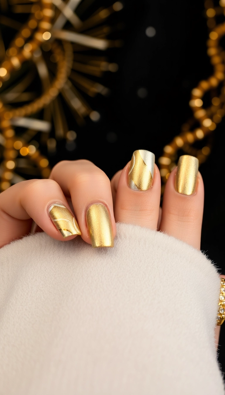 20 Fun New Year Themed Nails Designs That Will Kickstart Your Celebration! - 13. Metallic Marble