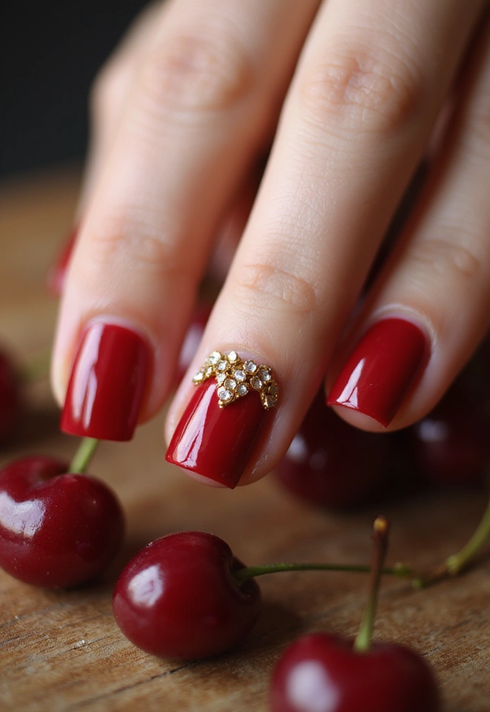 Transform Your Look with 15 Cherry Coded Nails DIY That Are Simply Irresistible! - 1. Classic Cherry Red Elegance