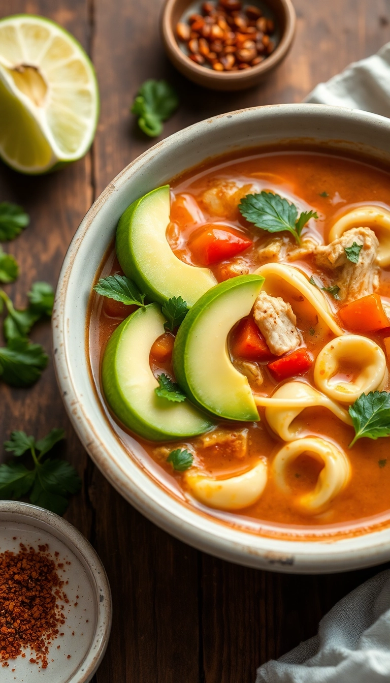 22 Chicken Tortellini Soup Ideas for a Cozy Night In (You Won't Want to Miss #10!) - 26. Chicken Tortellini Soup with Avocado and Lime