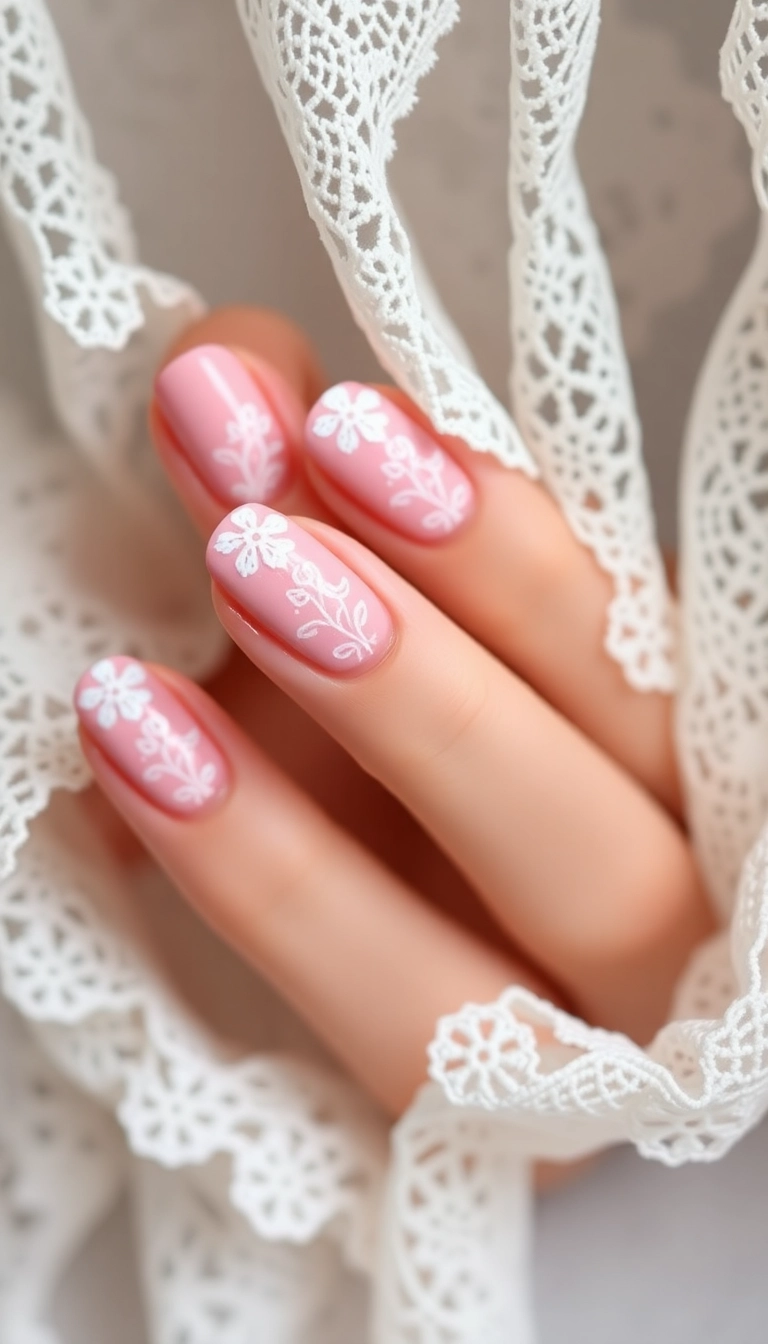 20 Stunning Boho Nail Ideas That Will Make You the Trendsetter of Your Squad! - 11. Vintage Lace Patterns