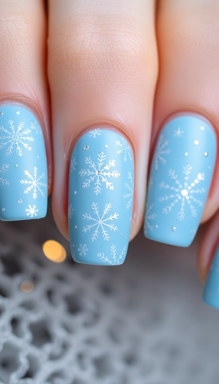 25 Stunning Christmas Nail Designs That Will Make You the Star of the Holiday Party! - 8. Elegant Snowflake Patterns