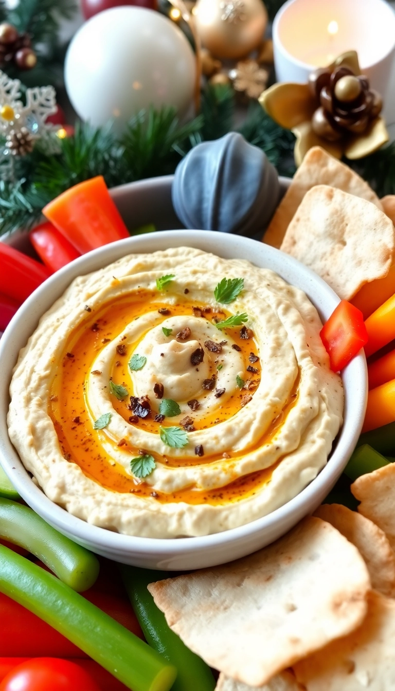 24 Irresistible Christmas Food Ideas for Your Next Holiday Gathering (Wait Until You See #5!) - 13. Roasted Garlic and Herb Hummus