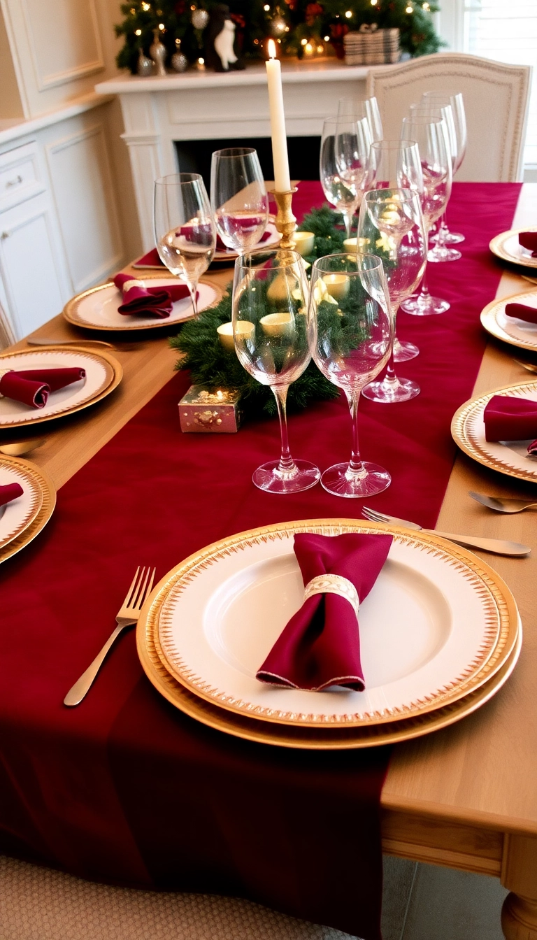 21 Creative Burgundy Christmas Inspiration Ideas That Will Leave Your Guests in Awe! - Burgundy Table Runner