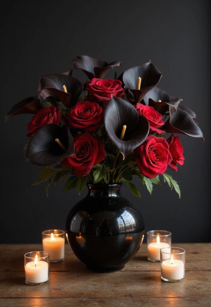 25 Dark Fantasy Decor Ideas That’ll Give Your Home a Hauntingly Beautiful Vibe! - 9. Dark Flora Arrangements