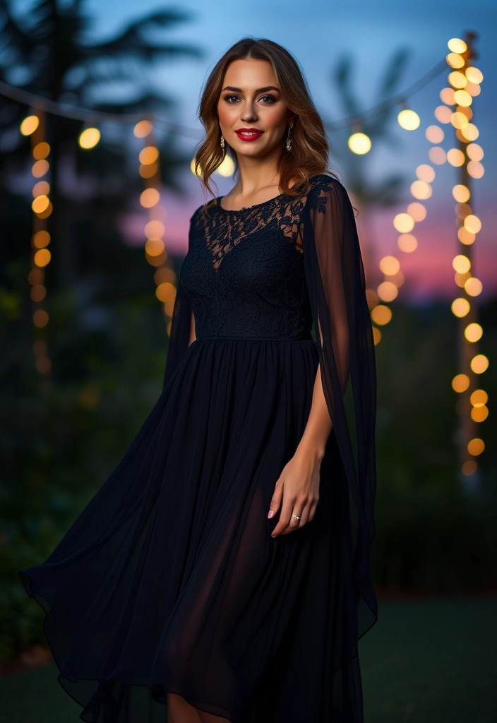 20 Dark Feminine Outfits That Will Make You the Star of Every Party (You Won't Believe #11!) - 20. Romantic Chiffon