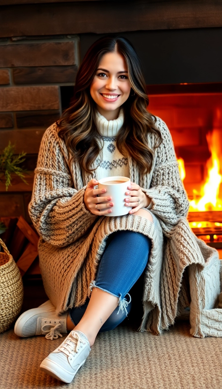 10 Cozy Winter Outfits for Cold Weather That Will Keep You Stylish! - 5. Chunky Knit Cardigan with Jeans