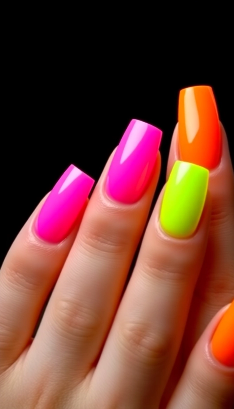 23 Gorgeous Acrylic Nail Ideas That'll Make Heads Turn (Especially #8!) - 8. Neon Dreams