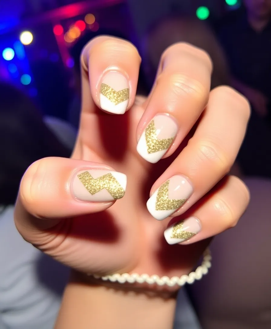 Glitter & Glam: Perfect New Year’s Nails for a Sparkling Start - 8. Chic Chevrons