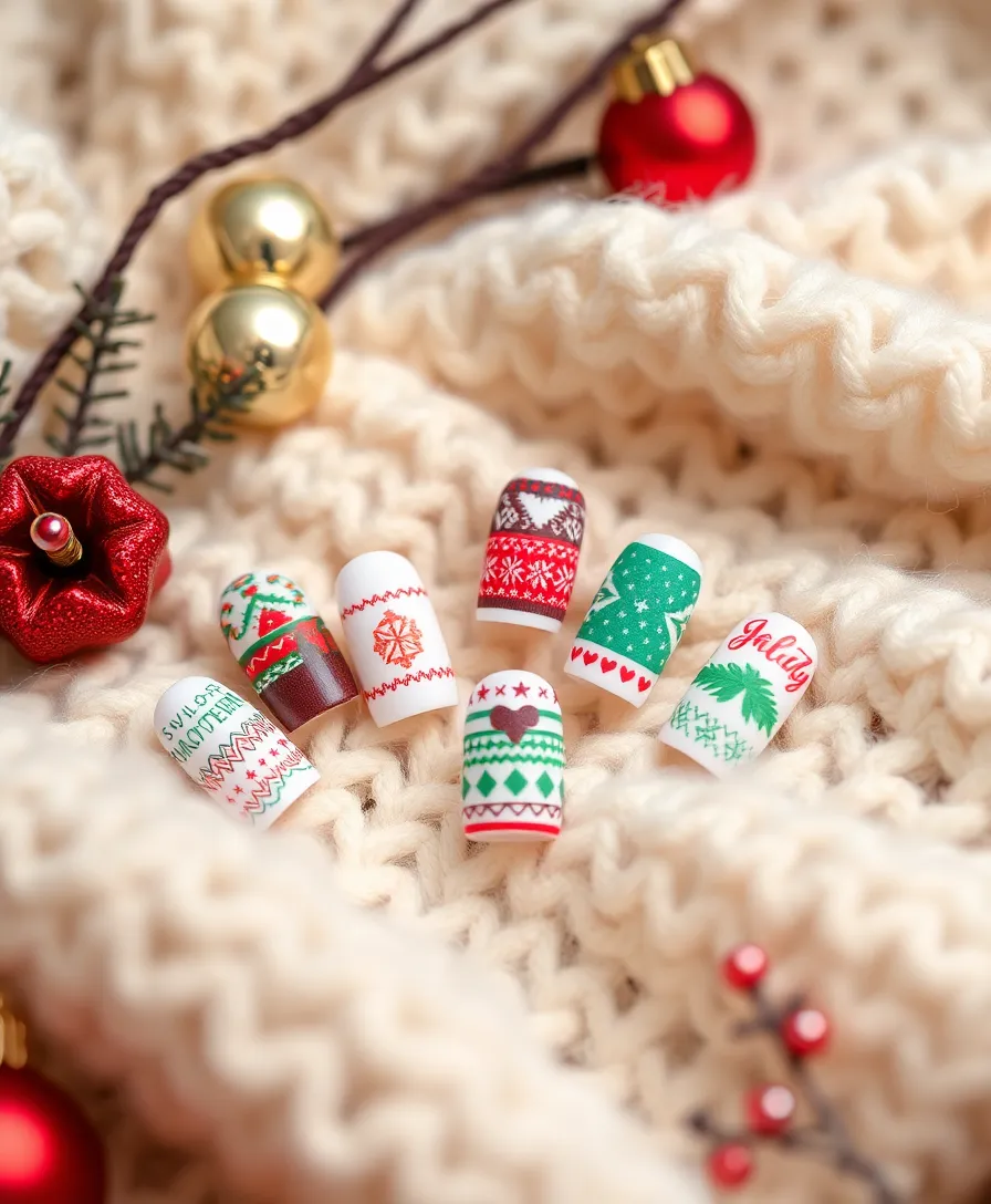 25 Festive December Nails That Will Make You the Star of Every Holiday Party! - 17. Holiday Sweater Patterns