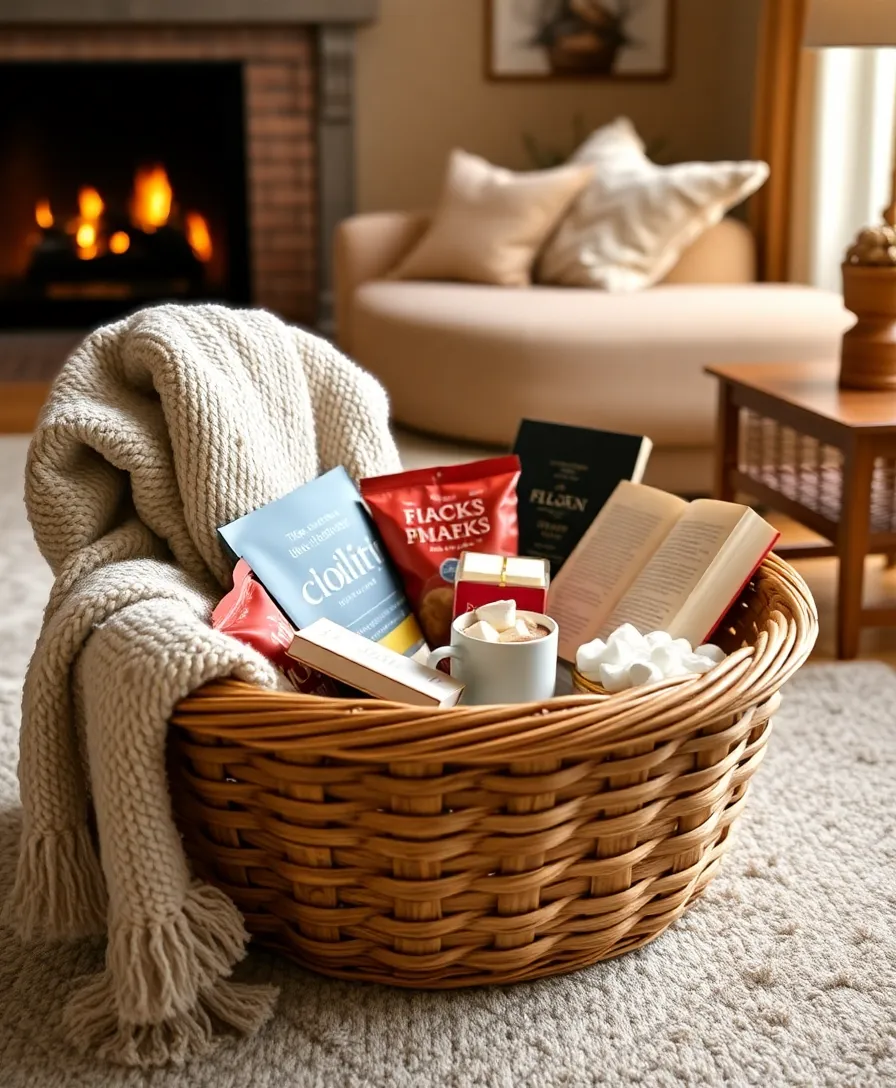 21 Creative Burr Basket Ideas That'll Make Your Best Friend Swoon! - 13. Cozy Night In