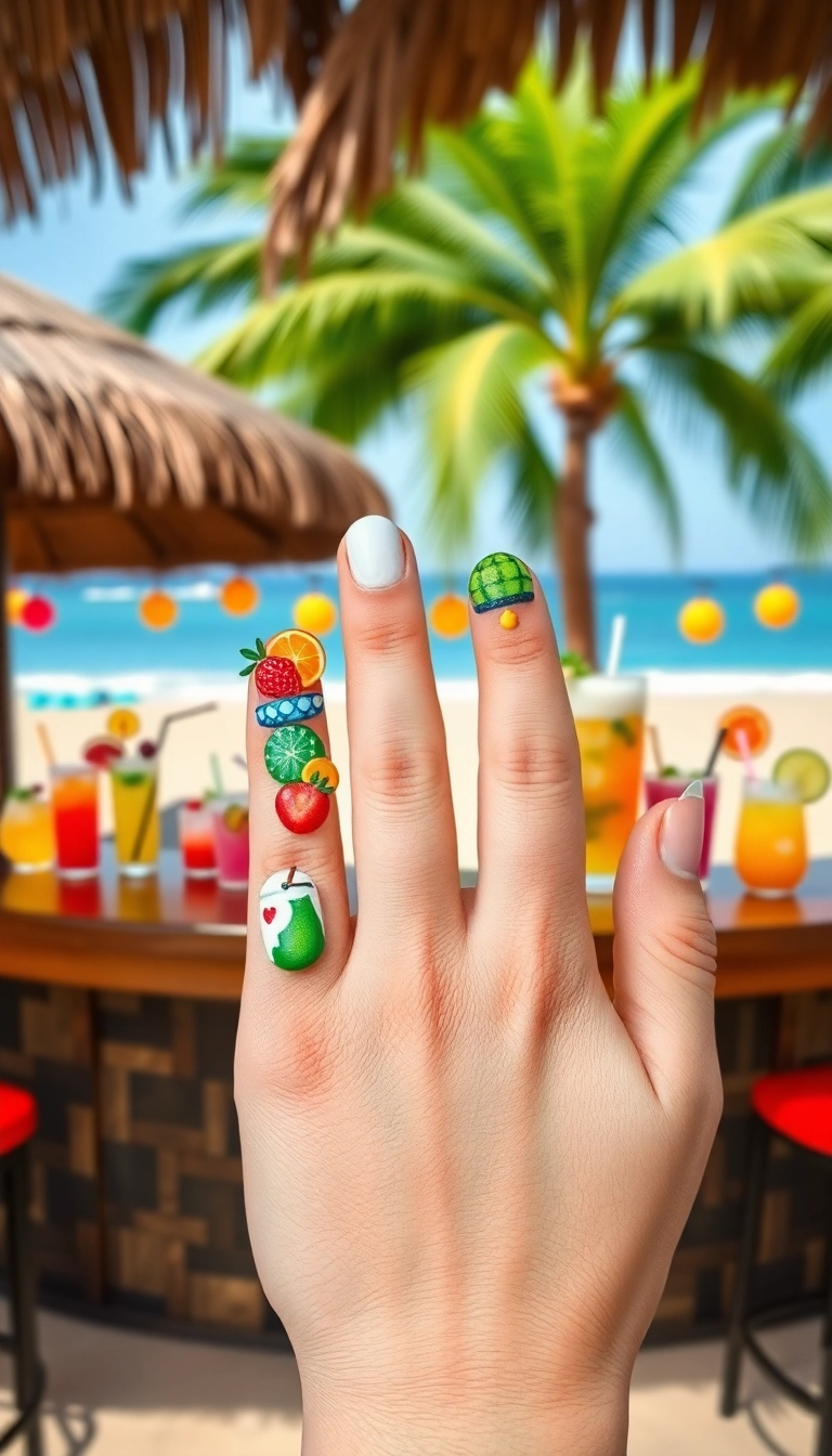 27 Beach Nails Designs That Will Make You Dream of Sunshine (You Won't Believe #15!) - 14. Colorful Cocktails