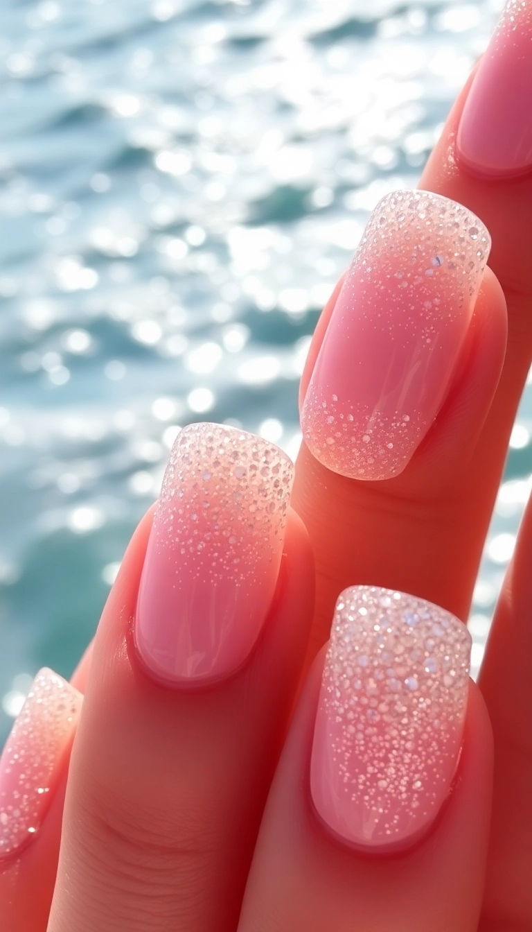 27 Beach Nails Designs That Will Make You Dream of Sunshine (You Won't Believe #15!) - 10. Glittering Shores