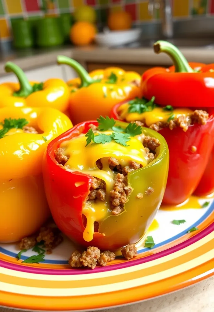 15 Mouthwatering Beef Recipes That Will Make You the Dinner Hero! - 15. Beef and Cheddar Stuffed Peppers