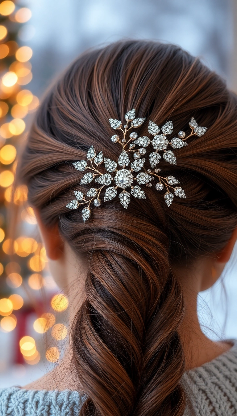 15 Cozy Winter Hair Looks That Will Keep You Warm and Stylish (You Won't Believe #9!) - 15. Sparkling Hair Accessories