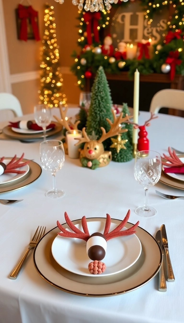 21 Creative DIY Christmas Place Setting Ideas That Will Wow Your Guests! - 15. Reindeer Antler Place Settings