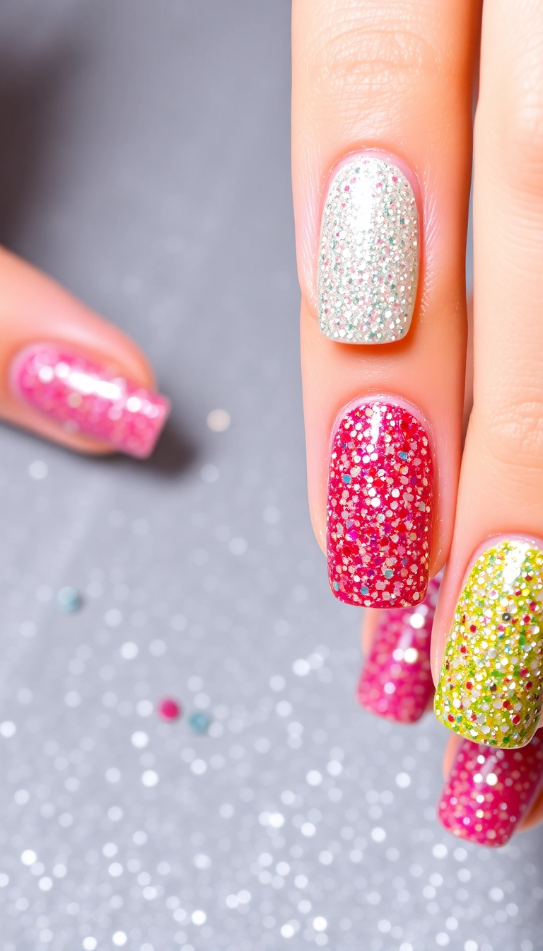 25 Stunning Acrylic Nails for Winter That Will Make You the Trendsetter! - 5. Glitter Galore