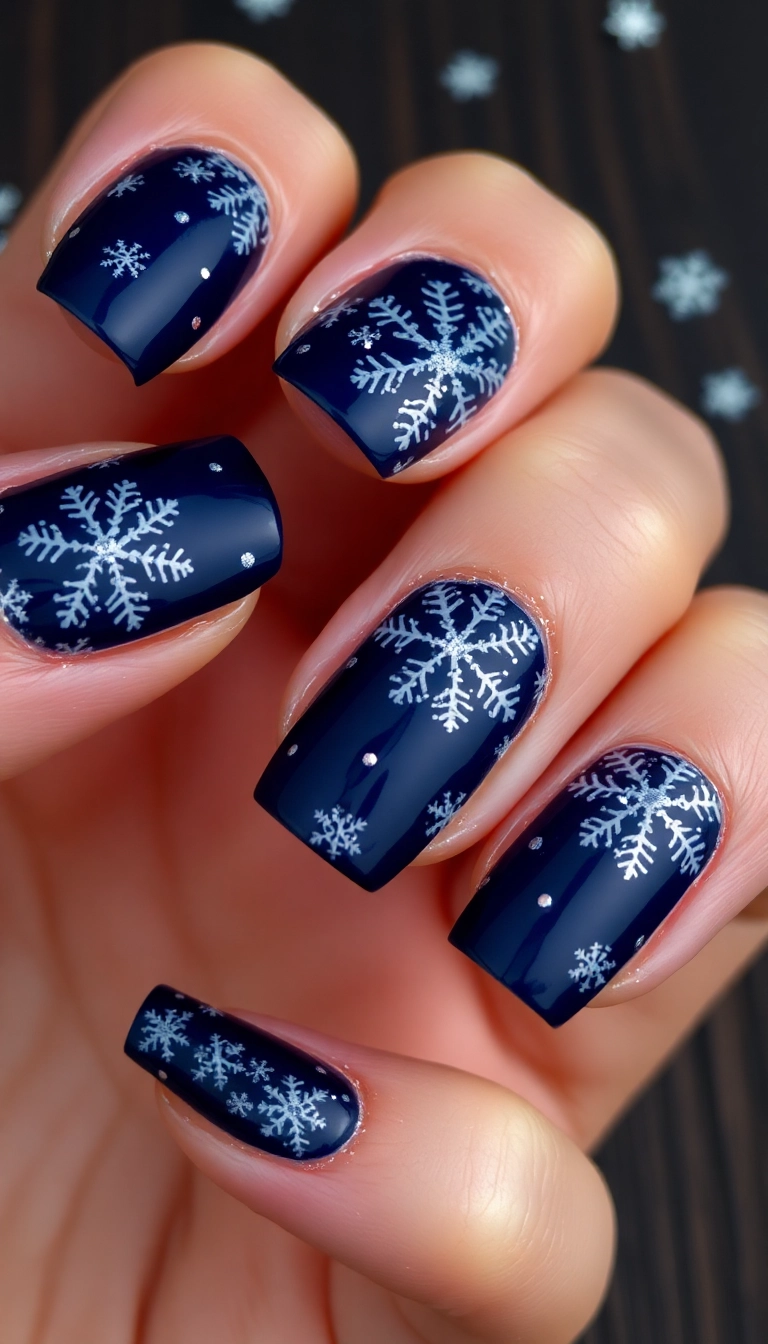 21 Jaw-Dropping Winter Nail Designs That Will Leave You Speechless (Don't Miss #8!) - 3. Glittering Snowflakes