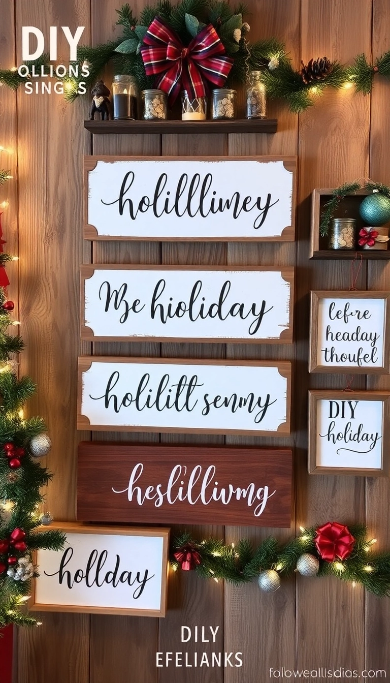 15 DIY Christmas Decor Ideas That Will Make Your Home Sparkle with Holiday Cheer! - 15. DIY Holiday Signs