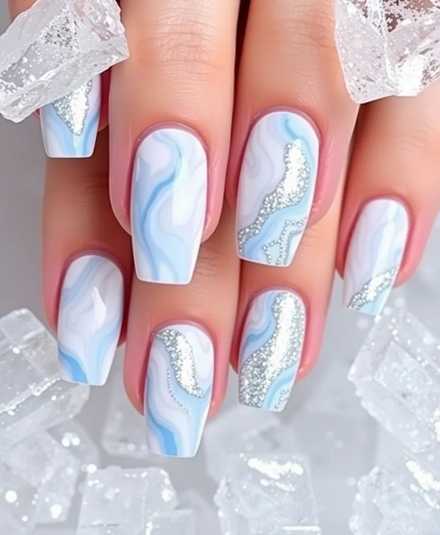 15 Stunning January Nail Designs to Rock This Winter (You Won't Believe #7!) - 4. Icy Marble Effect