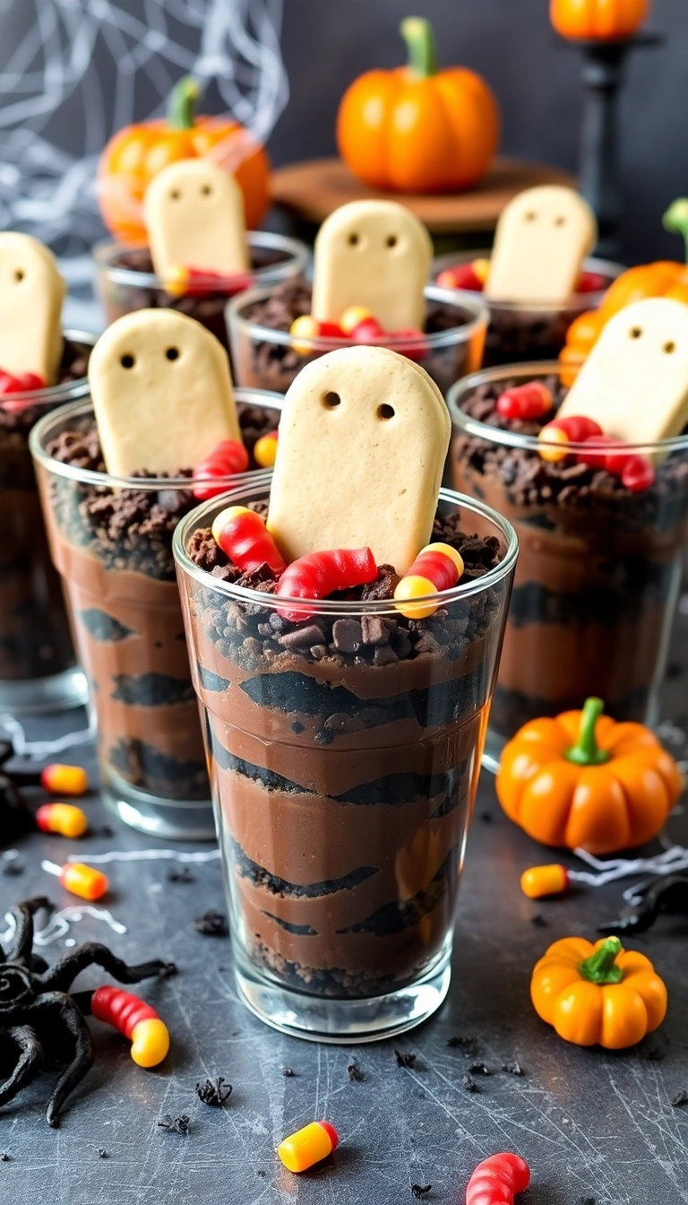 25 Spooky Dinner Ideas That'll Make Your Halloween Night Unforgettable! - 15. Graveyard Dirt Cups