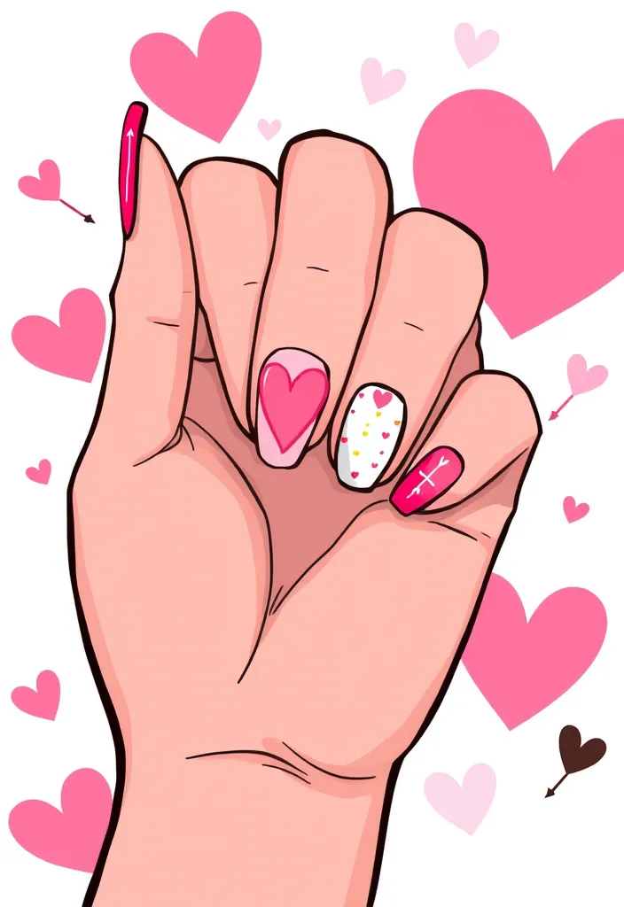 18 DIY Valentine's Nails You Can Create at Home (Even Beginners Will Love #9!) - 7. Cupid’s Arrow