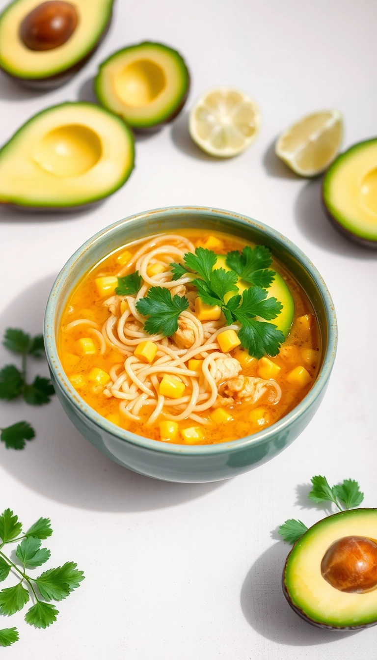 18 Chicken Noodle Soup with Rotisserie Ideas That'll Make Your Taste Buds Dance! - 9. Chicken Noodle Soup with Corn and Avocado