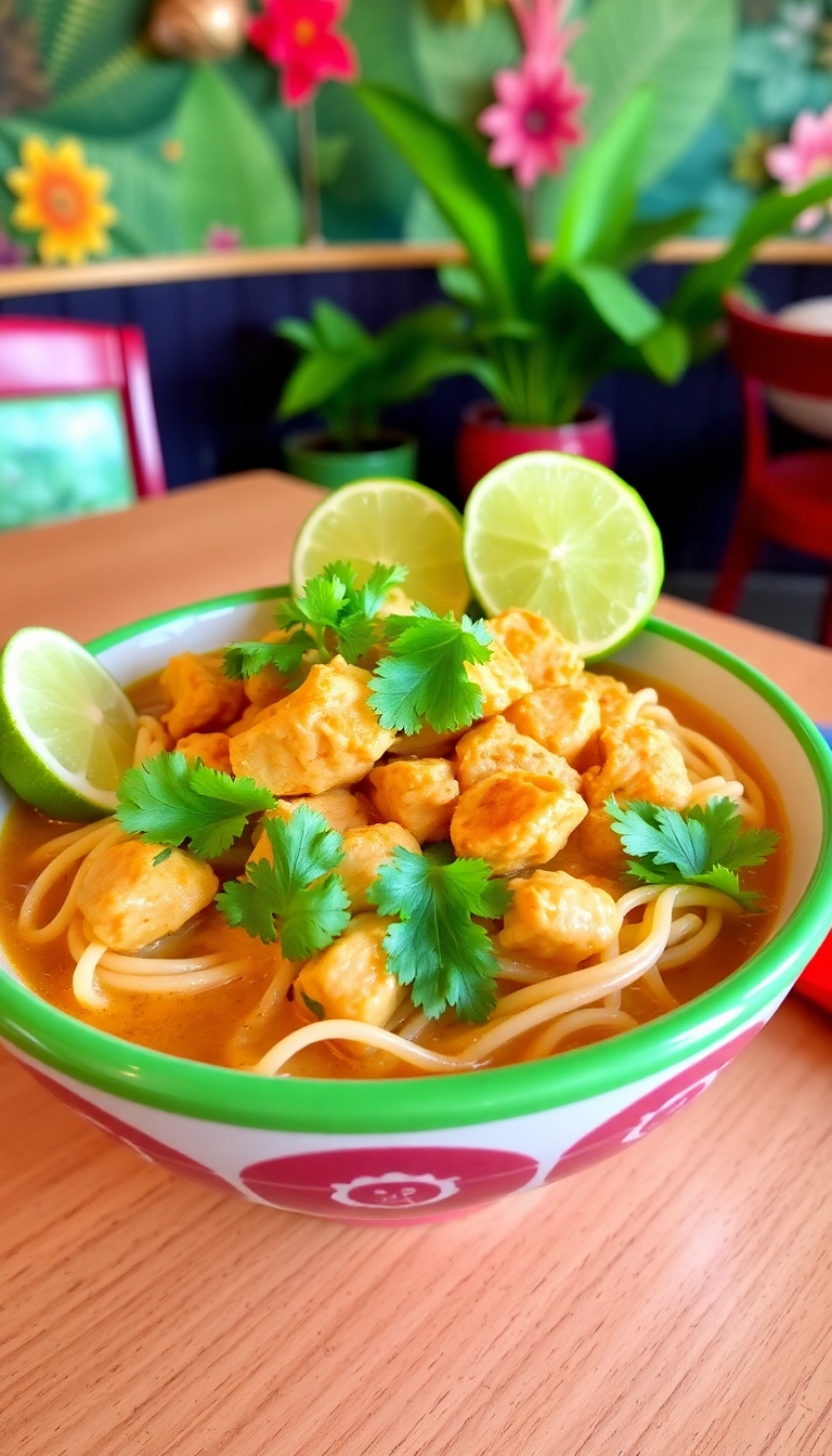 23 Crockpot Chicken and Noodles Ideas That Will Make You Ditch Takeout Tonight! - 8. Thai Coconut Chicken and Noodles