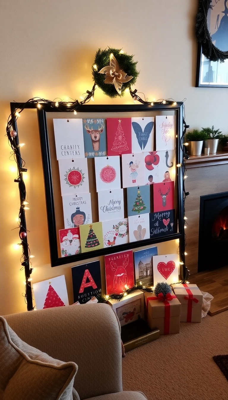 17 Elegant Christmas Decor Ideas That Will Make Your Home Shine Like a Star! - 17. Timeless Christmas Cards Display