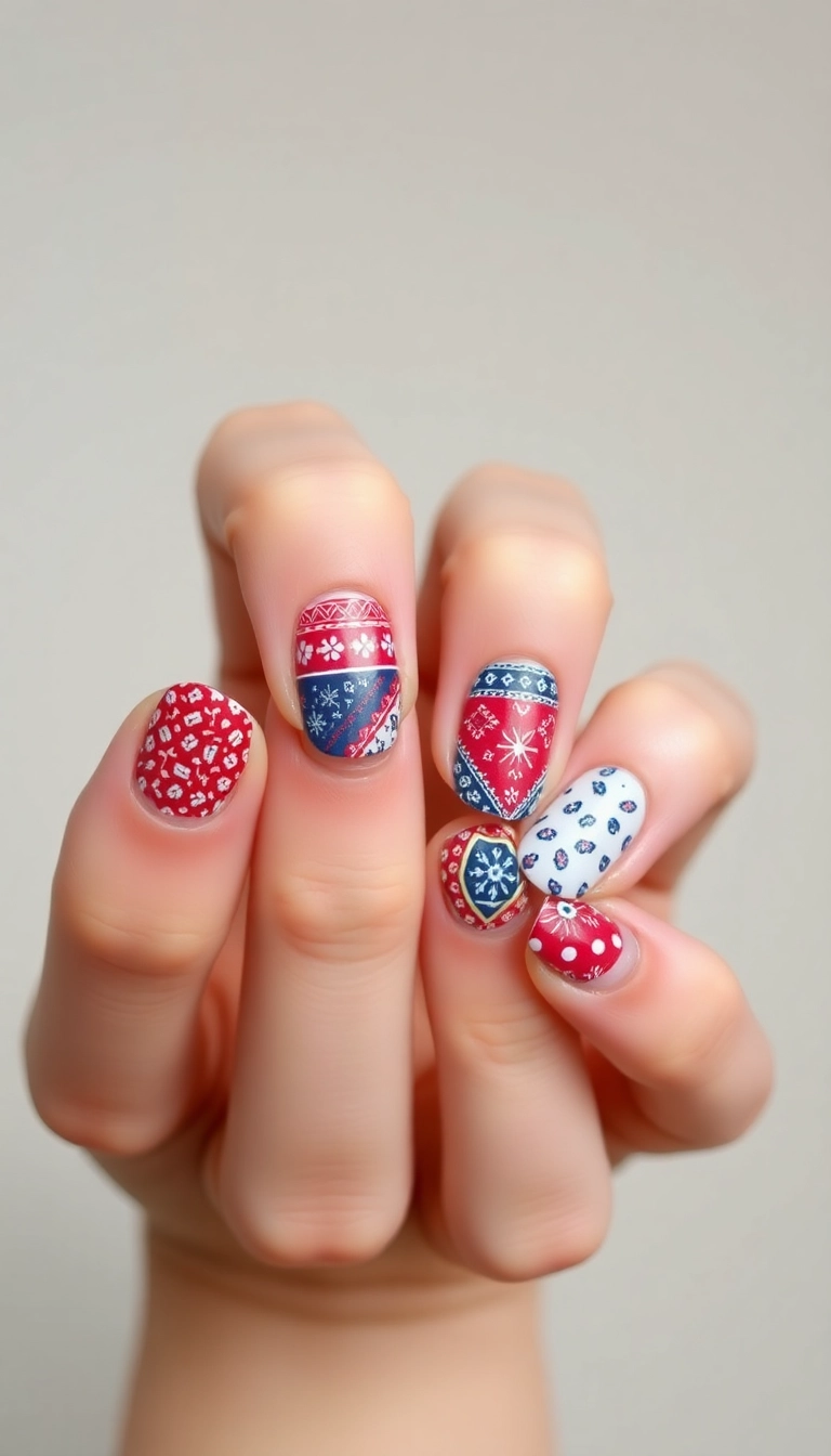 25 Mexican Style Nail Designs That Will Make You the Star of Every Fiesta! - 14. Bandana Prints