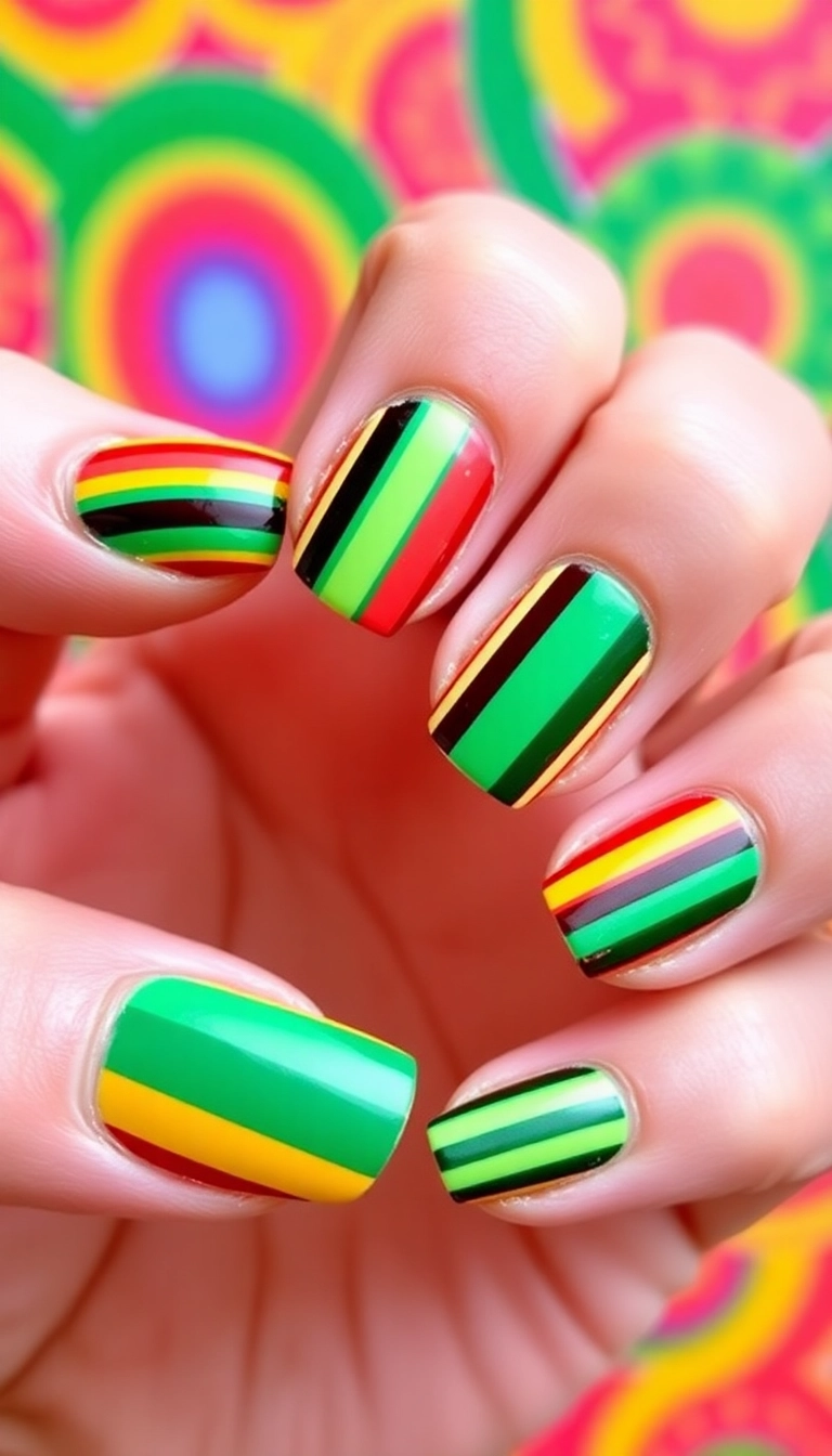 25 Mexican Style Nail Designs That Will Make You the Star of Every Fiesta! - 10. Colorful Stripes