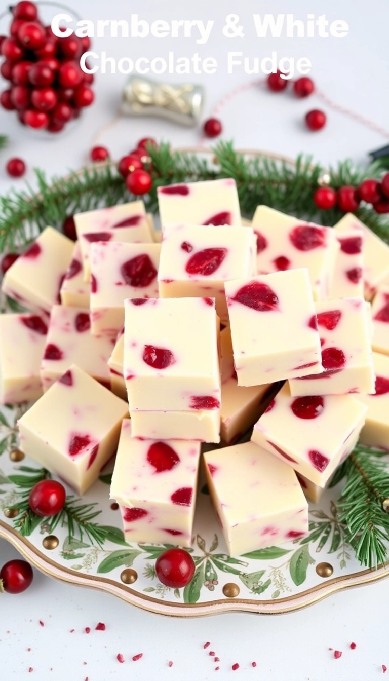 21 Irresistible Cranberry Dessert Recipes You’ll Want to Make This Holiday Season! - 9. Cranberry and White Chocolate Fudge