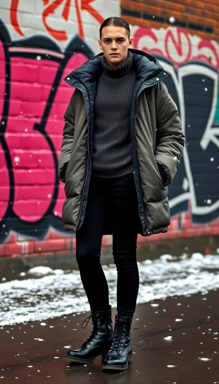 12 Cozy Winter Outfits That'll Make You Want to Snuggle Up All Season Long! - Oversized Puffer Jacket with Layered Sweaters