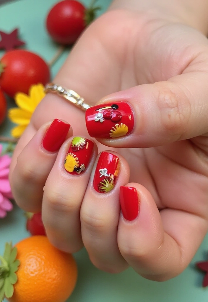 Transform Your Look with 15 Cherry Coded Nails DIY That Are Simply Irresistible! - 4. Cherry Fruit Slice Nails