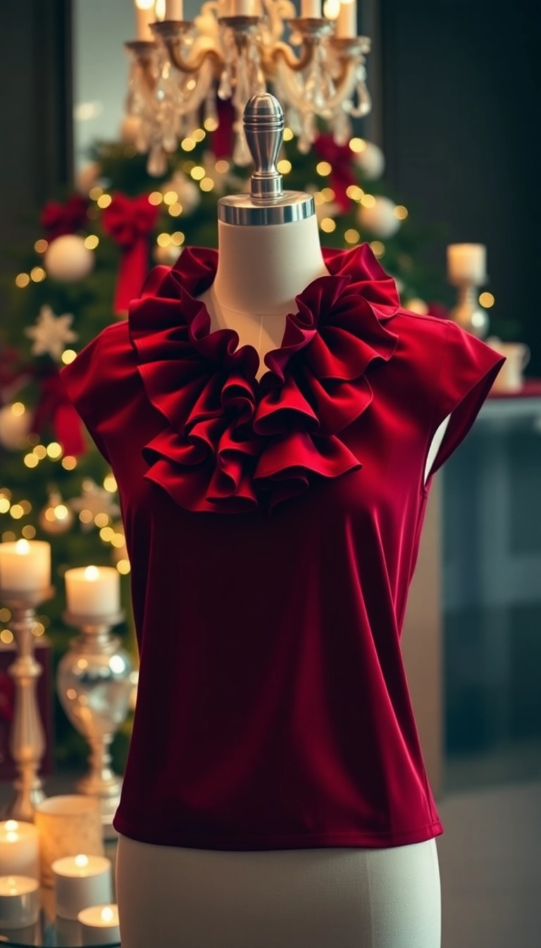 21 Trendy Holiday Tops You Need in Your Wardrobe This Christmas (Don’t Miss #7!) - 18. Statement Collar Tops