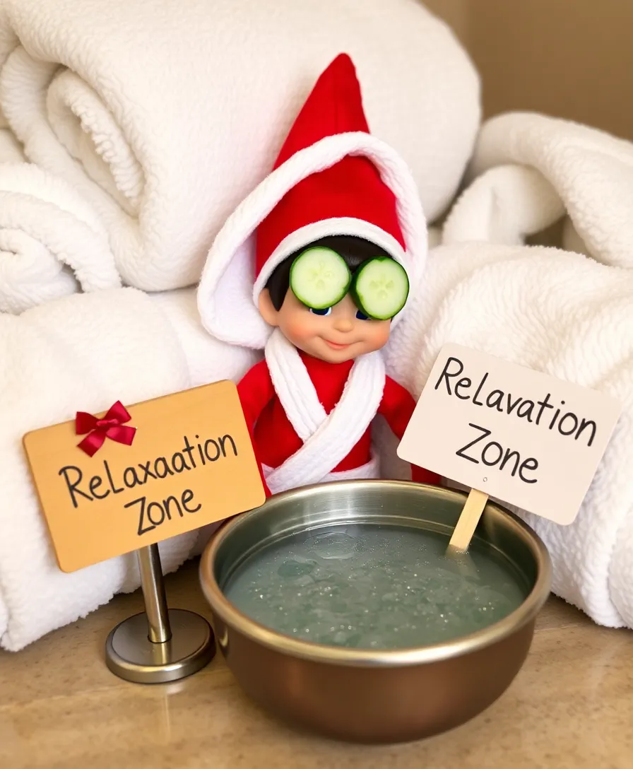 10 Outrageously Funny Elf on the Shelf Ideas for Adults This Holiday Season! - 4. Elf's Spa Day