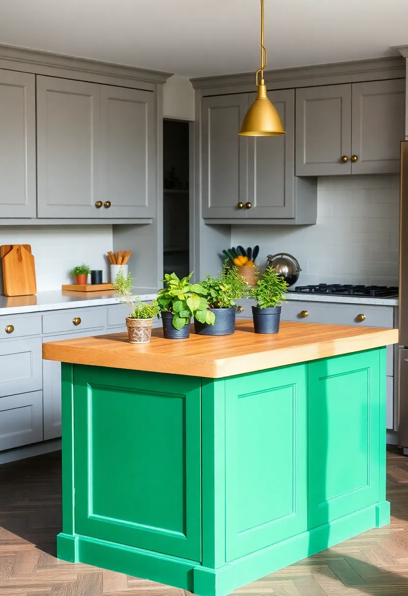 20 Colorful Kitchen Island Ideas That Will Brighten Your Home (Wait Till You See #7!) - 4. Gorgeous Greenery