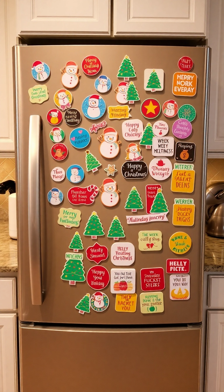 21 Christmas Kitchen Decor Ideas That'll Make You Feel the Holiday Spirit! - 17. Holiday-Themed Magnets